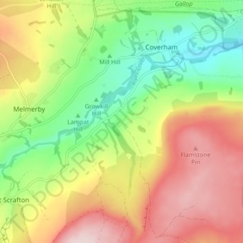 Carte topographique Caldbergh, altitude, relief