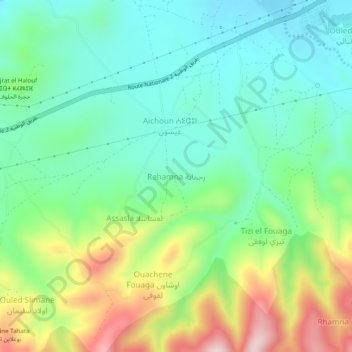 Carte topographique Rehamna, altitude, relief