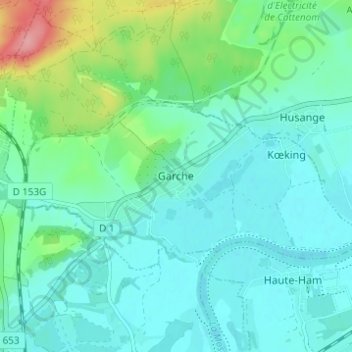 Carte topographique Garche, altitude, relief