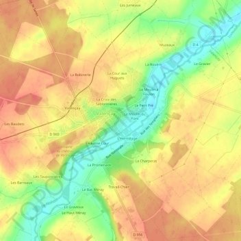 Carte topographique Les Égouts de Pluie, altitude, relief