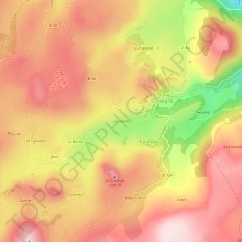 Carte topographique Lesparot, altitude, relief