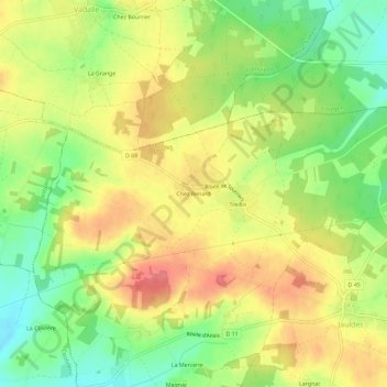 Carte topographique Chez Renard, altitude, relief