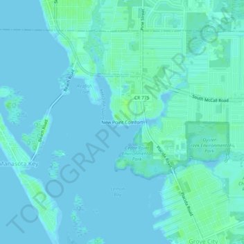 Carte topographique New Point Comfort, altitude, relief
