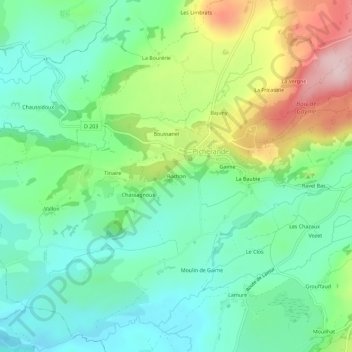 Carte topographique Rochon, altitude, relief