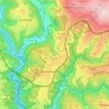 Carte topographique Bornstal, altitude, relief