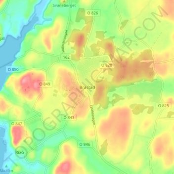 Carte topographique Brastad, altitude, relief