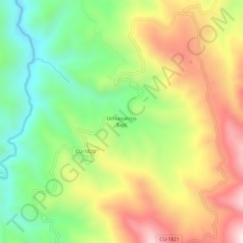 Carte topographique Uchuccarcco Bajo, altitude, relief