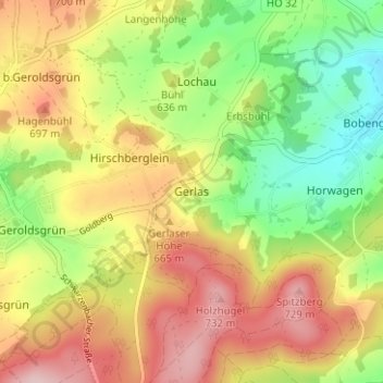 Carte topographique Gerlas, altitude, relief
