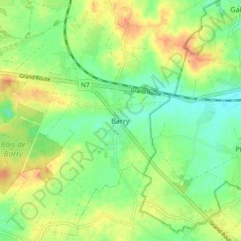 Carte topographique Barry, altitude, relief