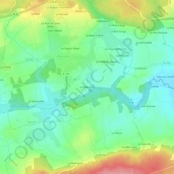 Carte topographique La Priaudais, altitude, relief