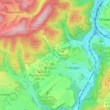 Carte topographique Sange, altitude, relief