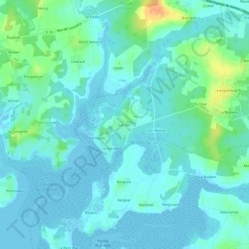 Carte topographique Larmor, altitude, relief