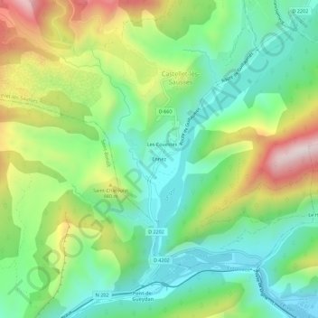 Carte topographique Enriez, altitude, relief