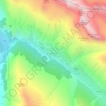 Carte topographique Cresta, altitude, relief