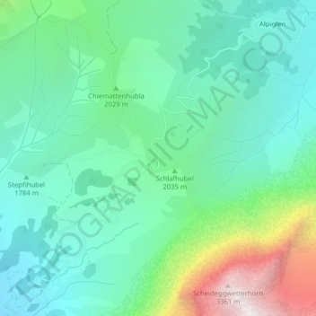 Carte topographique Grosse Scheidegg, altitude, relief
