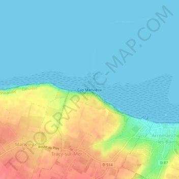 Carte topographique Cap Manvieux, altitude, relief