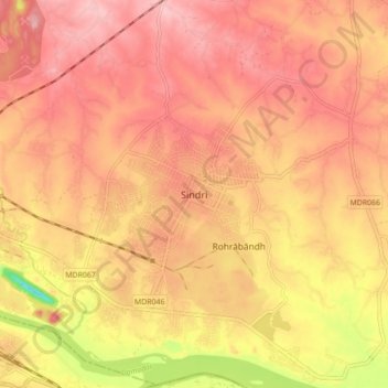 Carte topographique Sindri, altitude, relief