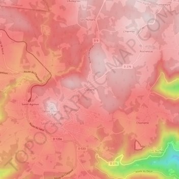 Carte topographique Clavière, altitude, relief
