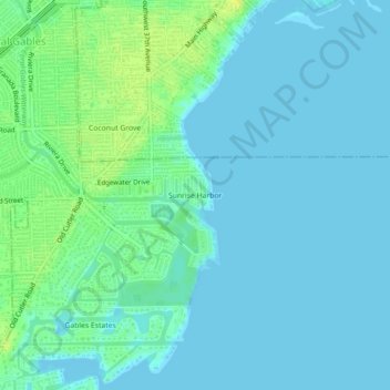 Carte topographique Sunrise Harbor, altitude, relief