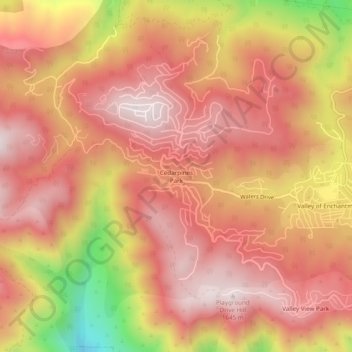 Carte topographique Cedarpines Park, altitude, relief
