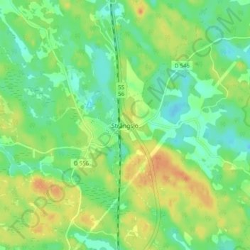 Carte topographique Strångsjö, altitude, relief