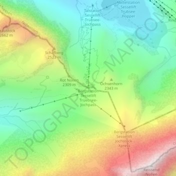 Carte topographique Jochpass, altitude, relief