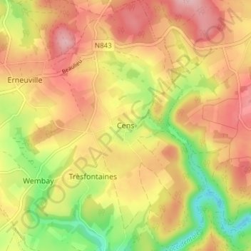 Carte topographique Cens, altitude, relief