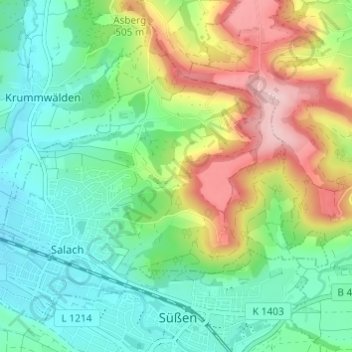 Carte topographique Kapfhof, altitude, relief