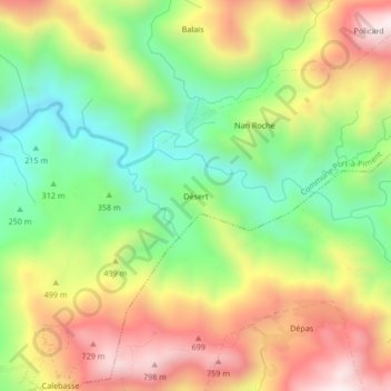 Carte topographique Désert, altitude, relief
