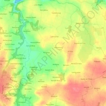Carte topographique Squern, altitude, relief