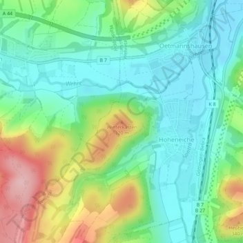 Carte topographique Winterkasten, altitude, relief