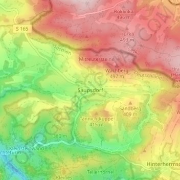 Carte topographique Saupsdorf, altitude, relief