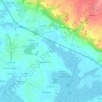 Carte topographique La Chênelais, altitude, relief