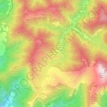 Carte topographique Acquafredda Superiore, altitude, relief