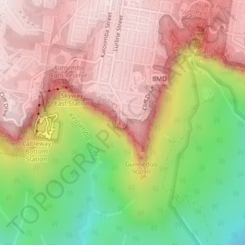 Carte topographique Echo Point, altitude, relief