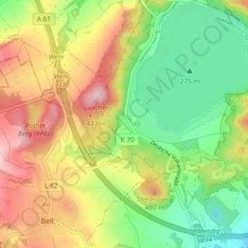 Carte topographique Abtei Maria Laach, altitude, relief