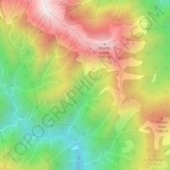 Carte topographique Canai, altitude, relief