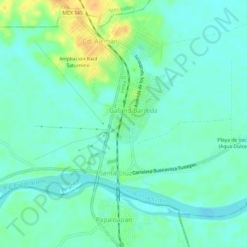 Carte topographique Gabino Barreda, altitude, relief