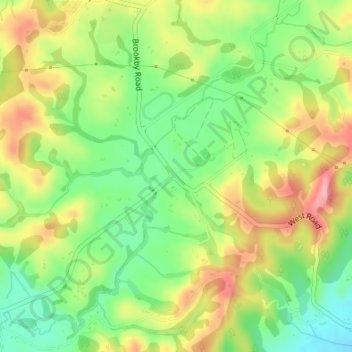 Carte topographique Brookby, altitude, relief