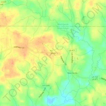 Carte topographique Verda, altitude, relief