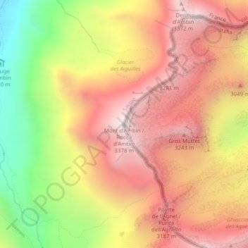Carte topographique Mont d'Ambin, altitude, relief