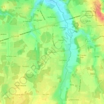 Carte topographique Mondidier, altitude, relief