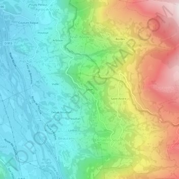 Carte topographique Souin, altitude, relief