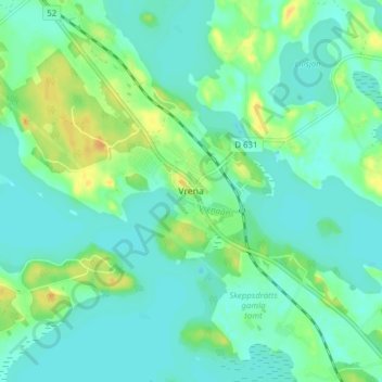 Carte topographique Vrena, altitude, relief