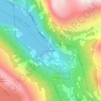 Carte topographique Geiranger, altitude, relief