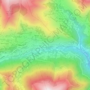 Carte topographique Plan Redon, altitude, relief
