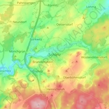 Carte topographique Schleiz, altitude, relief