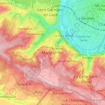 Carte topographique Marly-le-Roi, altitude, relief