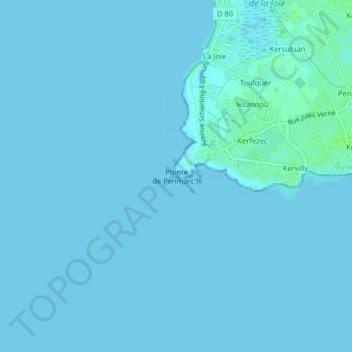 Carte topographique Pointe de Penmarc'h, altitude, relief