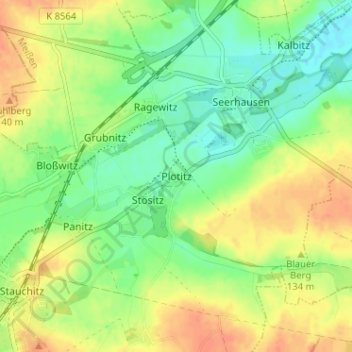 Carte topographique Plotitz, altitude, relief